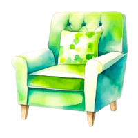 acogedor interior verde Sillón plano ai generativo png