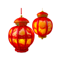 Set of chinese lantern ai generative png