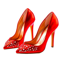 Dames glamoureus hoog hiel- rood schoenen ai generatief png
