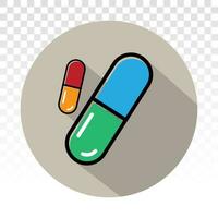 medicina cápsula píldora plano icono para aplicaciones y sitio web vector