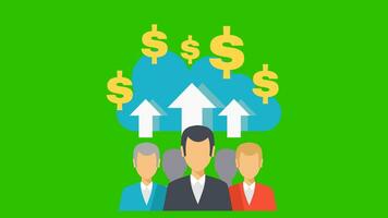 animated illustration of statistic curve with arrow growing up showing profit goal on good business. suitable to place on business and finance content video