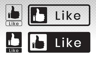 collection of thumbs up Like button. vector flat icon