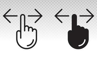 Hand finger swiping or swipe left and right gesture icons for apps and websites vector