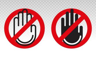 Stop sign with hand or palm flat icons for apps and websites vector