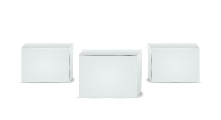 Realistic white empty cardboard package box template. Cardboard boxes with shadows for branding your products.
