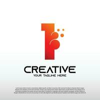 Creative logo with initial number one, 1. technology icon, illustration element-vector vector