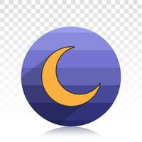 Crescent moon or night or nighttime vector flat icon for apps and websites
