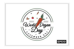 World vegan day in text form, can be used for backgrounds, banners, web templates, leaflets, on November holidays. vector