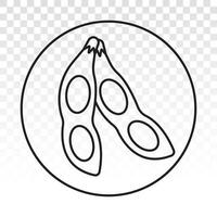 Circled soybean or soya beans line art icons for apps and websites vector