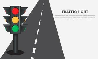 Stoplight or Traffic control light vector icon for banner space with signal red, yellow and green