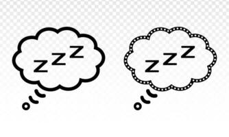 dormido - zzz o sueño en pensamiento burbuja icono para dormir aplicaciones y sitios web . vector