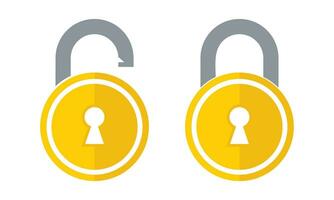 Unlock key and Lock closed. Padlock symbol for app or website vector