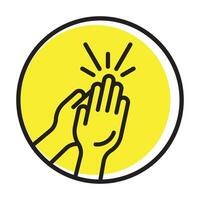 Rounded the clapping hands flat icon for apps or website vector