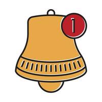 Inbox message bell notification flat colour icon for apps or websites vector