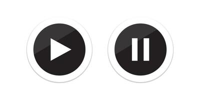 Play and pause button icon with a white background vector