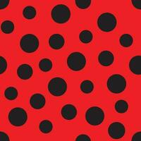 Ladybug seamless pattern with red background and black dotted spots print for textile, fashion, scrapbook paper, wallpaper. vector