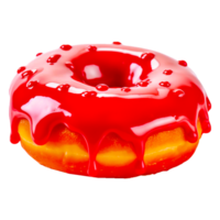 Cherry donut covered with red glaze ai generative png