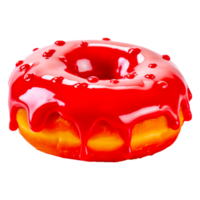 cereja rosquinha coberto com vermelho Esmalte ai generativo png