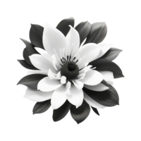 Créatif noir et blanc Facile abstrait fleur décoratif modèle ai génératif png