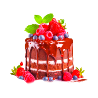 strawberry and raspberry birthday cake ai generative png