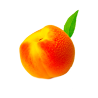 Pfirsich Obst mit ein Blatt ai generativ png
