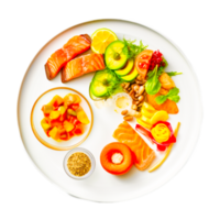 Healthy breakfast set top view plates ai generative png