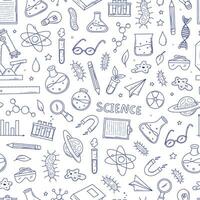 monochrome science seamless pattern with sketched doodles, cartoon elements for wallpaper, backgrounds, wrapping paper, packaging, prints, stationary, scrapbooking, etc. EPS 10 vector