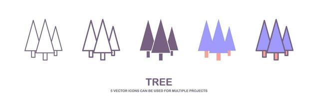 Tree icon vector. Tree Vector Line Icon Set. Contains such Icons as Wood, Plant, Pine, Cactus, Bamboo and more. Expanded Stroke. vector illustration