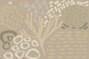 Abstract Contemporary Dry Brush Beige Print vector