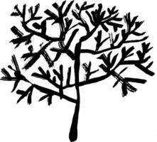 Hand Drawn Grunge Dry Brush Tree Without Leaves Print vector