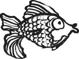 Artwork Dry Brush Ink Fish Print vector