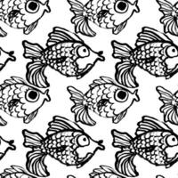 Abstract Seamless Dry Brush Pattern with Fish vector