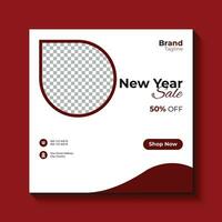 New year sale social media post template vector