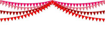 The red tone of color of garland, bunting flags. Banner background. Party, wedding, greeting, marry me, birthday, summer, new year, Chinese, merry Christmas, January, December concepts. vector