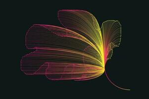 Abstract line art neon gradient vector design in the shape of a flower