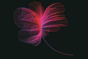 Abstract line art neon gradient vector design in the shape of a flower