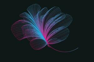 Abstract line art neon gradient vector design in the shape of a flower