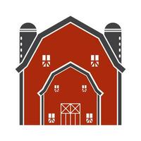 Barn or farm house with pole barns flat color icon for apps or websites vector