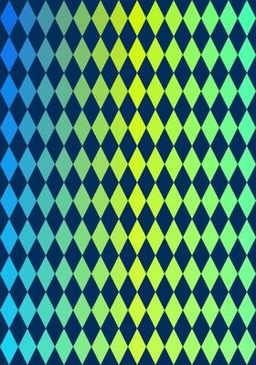 Seamless argyle pattern. Blue geometric diamond shape. Green, yellow gradient background. Designs for print media, cover, banner, poster, web design, backdrop, wall. Vector illustration.