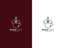 Professional modern minimalist Coffee or tea logo design for Coffee shop of restaurant vector