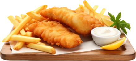 Fish and chips png with AI generated.