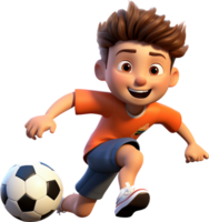 Boy is playing soccer png with AI generated.