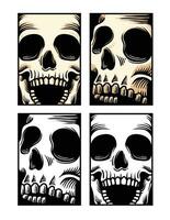 hand drawn skull head, engraving skull, design skull set, collection skull head, black and white illustration vector