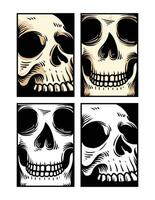 hand drawn skull head, engraving skull, design skull set, collection skull head, black and white illustration vector