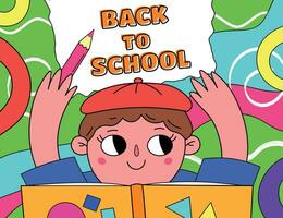 Back to School Childish colorful poster. Banner Back to School. Vector flat illustration