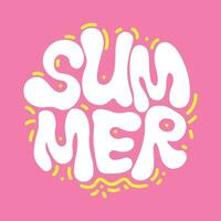 Decorative Groovy Summer Vector Lettering on Pink Background