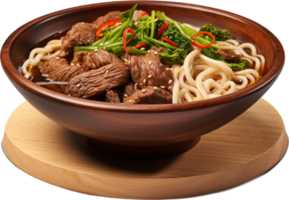 carne de vaca fideos sopa png con ai generado.