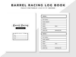 Barrel Racing Log Book or Barrel Racing Dairy - KDP Interior vector