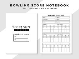 Bowling Score Notebook Template KDP Interior vector