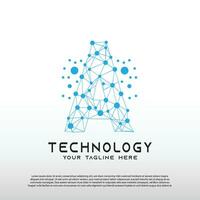 Technology logo with initial A letter, network icon -vector vector